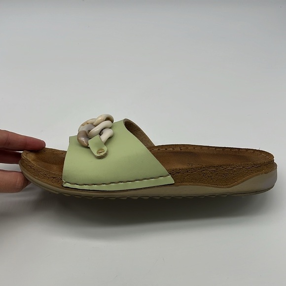 Inblu - Mint Green With Seashell Stone Chain Slip On Sandals Size 39 - Picture 10 of 13